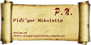 Pláger Nikoletta névjegykártya
